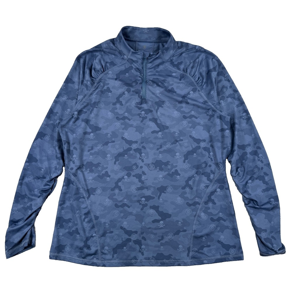 G/Fore Skull Icon Camo Tech Jersey 1/4 Zip Golf Pullover Women's XL Blue